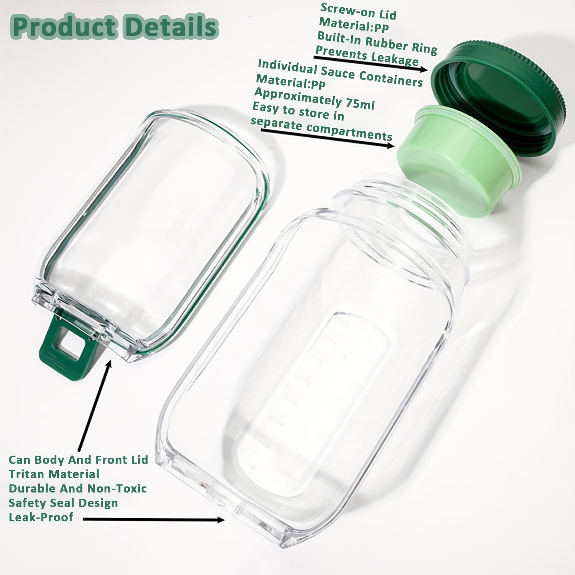 Large Capacity Leak-Proof Salad Jar with Locking Lid & Built-In /Seasoning Compartment - Freezer/Microwave/Dishwasher Safe Meal Prep Container, -like (Plastic) Dressing Cup for Office, Gym, Travel, Salad Dressing Storage - Cozy Home