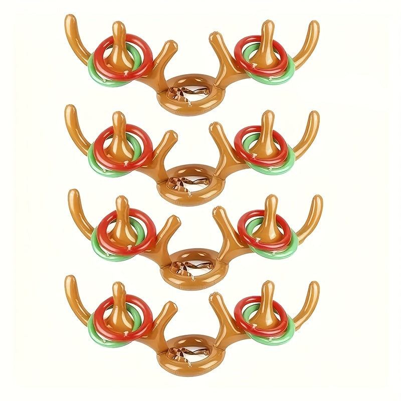 5pcs Inflatable Reindeer Antler Ring Toss Party Game Set - Perfect for Christmas Parties, New Year's Eve, and Birthday Party Decorations - Durable PVC Material - Ideal for Holiday Celebrations and Games