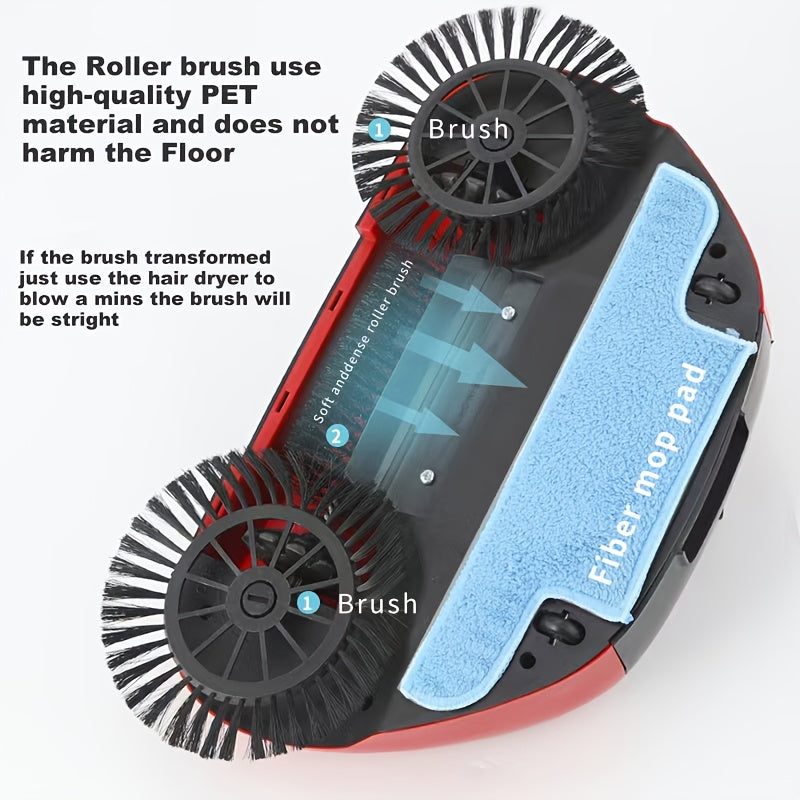 3-in-1 Cordless Push Broom Dustpan & Mop Combo - Lightweight Ergonomic Handle, Durable Plastic for Hardwood Floors & Tile - Space-Saving Multi-Functional Cleaning Tool for Home Use, Modern Aesthetic, Efficient Design - Cozy Home