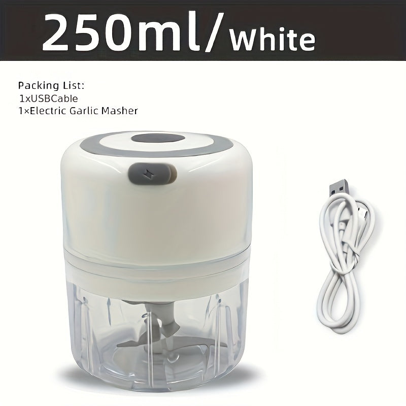 1pc RZSYZH 8.45oz USB Rechargeable Electric Food Processor - Stainless Steel Blades, Auto-Chopping, Multi-Color Kitchen Gadget for Smoothies, Dough Kneading & Meal Prep, Durable Plastic Body, Compact Design, Smoothie Maker, S - Cozy Home