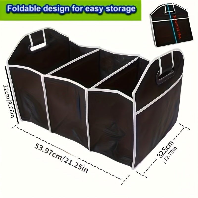 Foldable Car Trunk Storage Bag, Waterproof Car Storage Bag, Portable Large Capacity Trunk Storage Bag With 3 Compartments, Universal Version Suitable For SUV, Sedans, Trucks