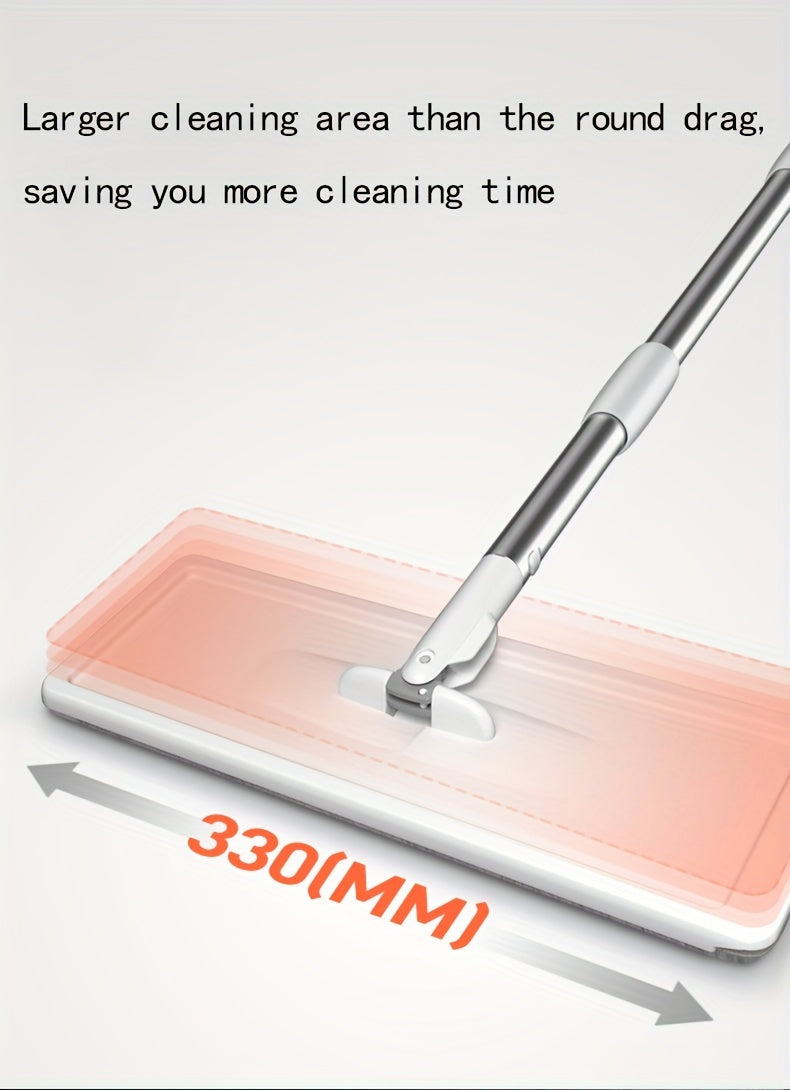 Wet and Dry Mop Set, Flat Mop with Built-in Scraper and Bucket, Suitable for Kitchen, Bathroom, Bedroom, and Living Room Floors, Plastic and Stainless Steel Handle, Rotating Washable Mop System, Cleaning Tool - Cozy Home