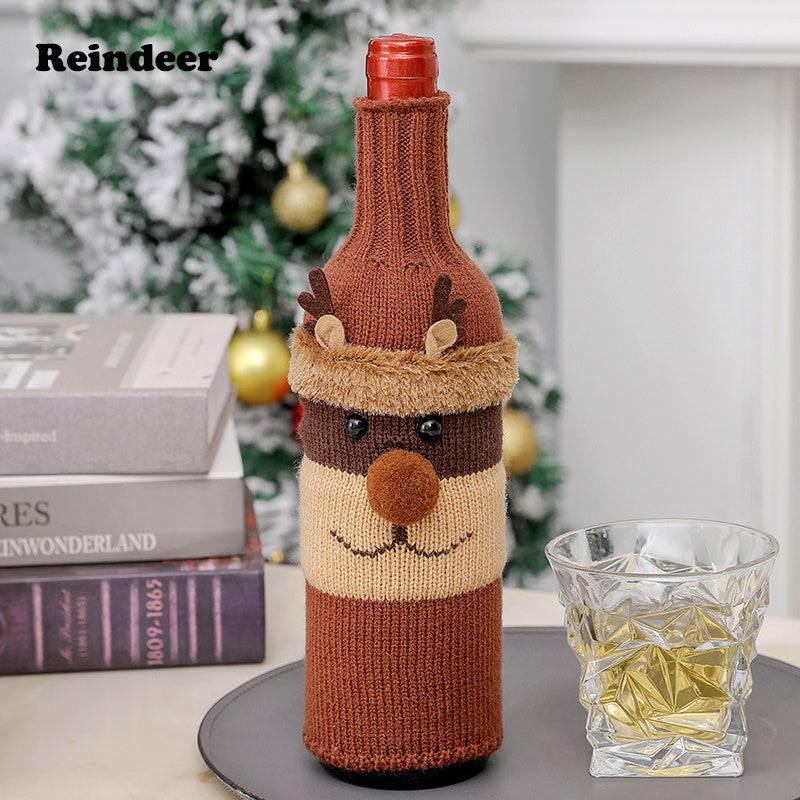 Christmas Decorations Santa Wine Bottle Cover, Knitted Champagne Bottle Sleeve For Restaurant Holiday Settings Christmas, Halloween, Thanksgiving Day Gift Easter Gift
