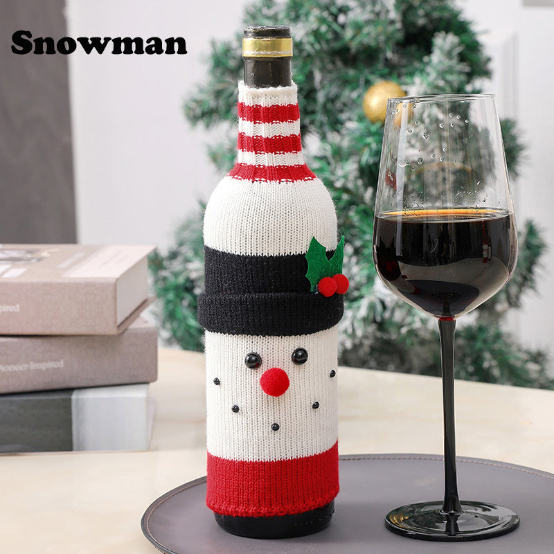 Christmas Decorations Santa Wine Bottle Cover, Knitted Champagne Bottle Sleeve For Restaurant Holiday Settings Christmas, Halloween, Thanksgiving Day Gift Easter Gift