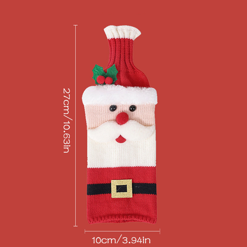 Christmas Decorations Santa Wine Bottle Cover, Knitted Champagne Bottle Sleeve For Restaurant Holiday Settings Christmas, Halloween, Thanksgiving Day Gift Easter Gift