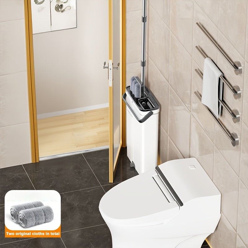 Household Narrow Slit Storage Hands-Free Mop Bucket Set, with Drying Rack, Suitable for Home Use, Flat Mop and Bucket Set with Washable Microfiber Pad, Wet/Dry Mop for All Floor Types and Windows, Floor Cleaner, Cleaning Supp - Cozy Home