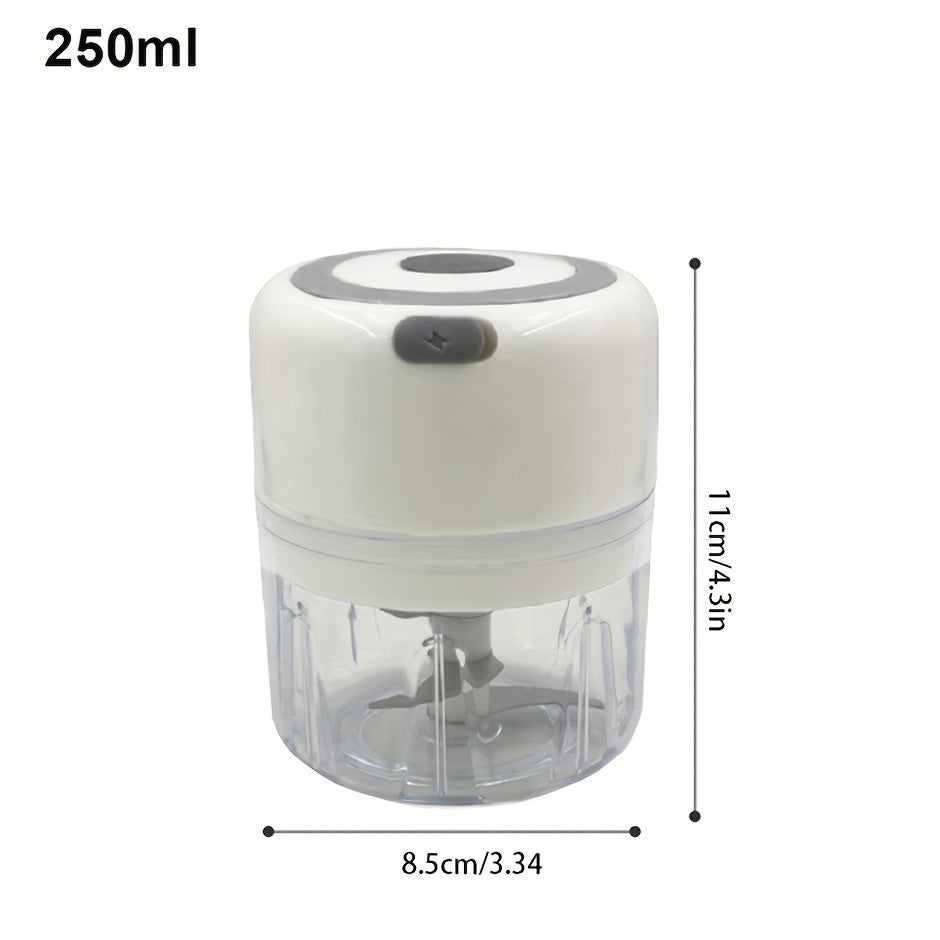 1pc RZSYZH 8.45oz USB Rechargeable Electric Food Processor - Stainless Steel Blades, Auto-Chopping, Multi-Color Kitchen Gadget for Smoothies, Dough Kneading & Meal Prep, Durable Plastic Body, Compact Design, Smoothie Maker, S - Cozy Home