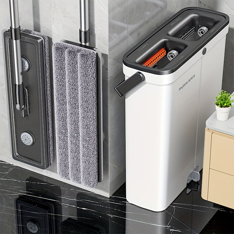 Household Narrow Slit Storage Hands-Free Mop Bucket Set, with Drying Rack, Suitable for Home Use, Flat Mop and Bucket Set with Washable Microfiber Pad, Wet/Dry Mop for All Floor Types and Windows, Floor Cleaner, Cleaning Supp - Cozy Home