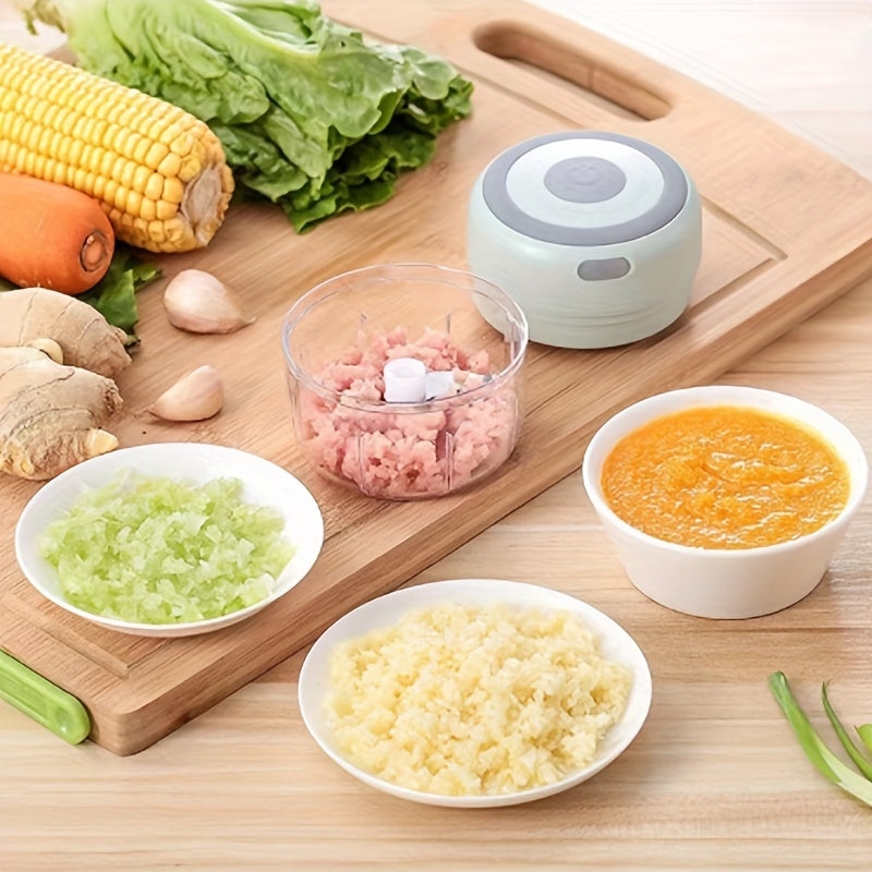 1pc RZSYZH 8.45oz USB Rechargeable Electric Food Processor - Stainless Steel Blades, Auto-Chopping, Multi-Color Kitchen Gadget for Smoothies, Dough Kneading & Meal Prep, Durable Plastic Body, Compact Design, Smoothie Maker, S - Cozy Home