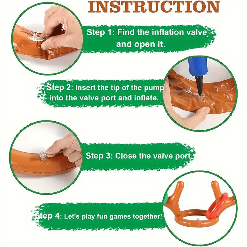 5pcs Inflatable Reindeer Antler Ring Toss Party Game Set - Perfect for Christmas Parties, New Year's Eve, and Birthday Party Decorations - Durable PVC Material - Ideal for Holiday Celebrations and Games