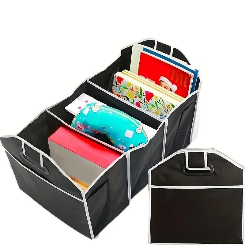 Foldable Car Trunk Storage Bag, Waterproof Car Storage Bag, Portable Large Capacity Trunk Storage Bag With 3 Compartments, Universal Version Suitable For SUV, Sedans, Trucks