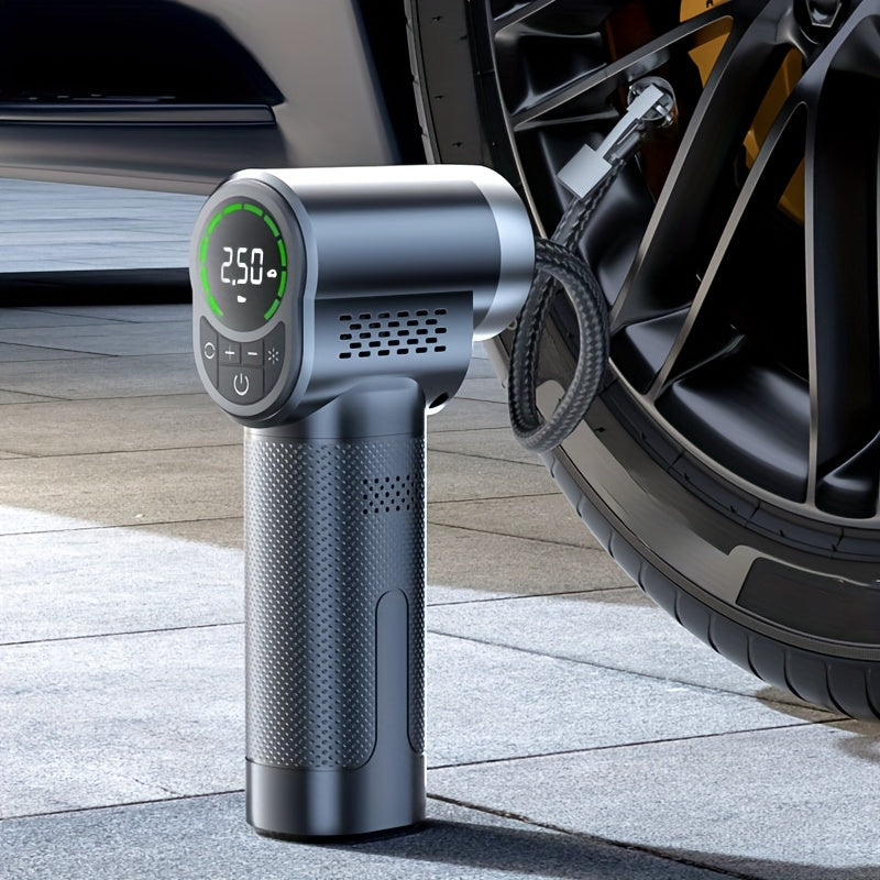 Portable wireless handheld car tire inflator with tire pressure gauge for cars, motorcycles, electric bicycles and bicycles, balls, etc.