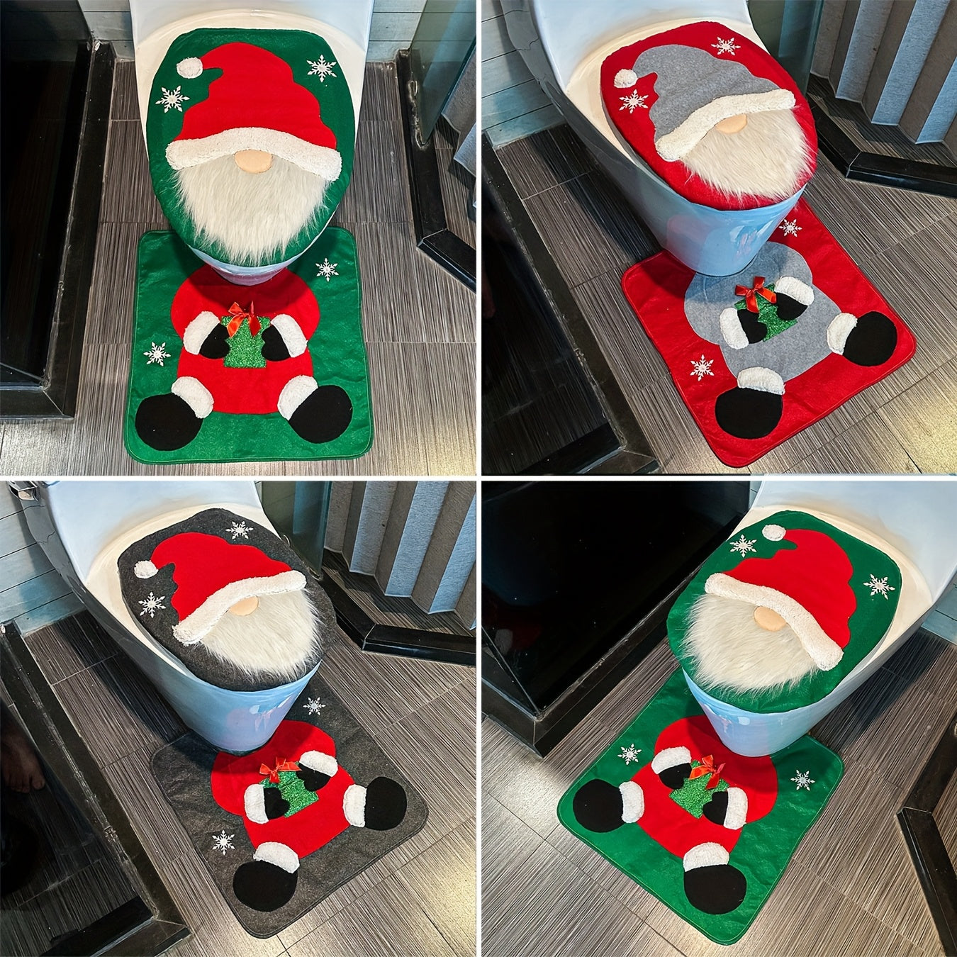 Christmas Toilet Cover Decoration Set Bathroom Toilet Santa Claus Decoration Supplies