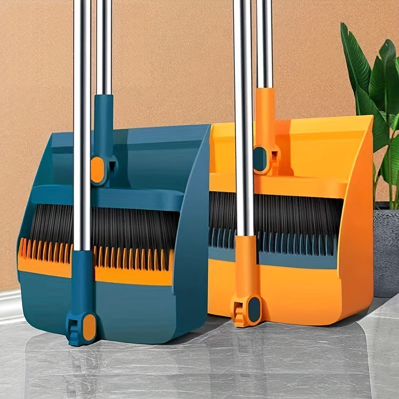 1set, Household Broom And Dustpan Set, Long Handle Floor Cleaning Broom Dustpan Set, Rotatable Broom And Dustpan With Comb Tooth, To Remove Dust And Garbage, For Home, Kitchen, Room, Office, Cleaning Supplies, Cleaning Tool, - Cozy Home