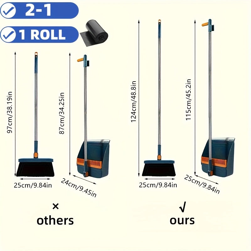 3pcs/set Stainless Steel Household Broom, Dustpan, and Brush Set | Efficient Sweeping and Scrubbing with Comb Tooth Dustpan, Ideal for Hard Floor Cleaning, Essential for Outdoor and Patio Use - Cozy Home