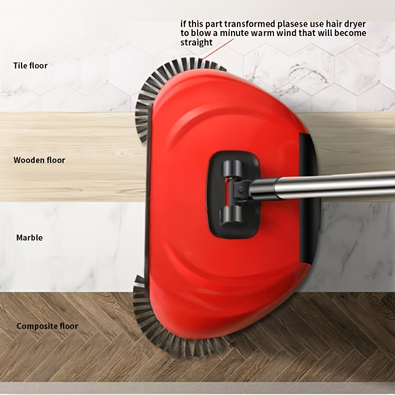 3-in-1 Cordless Push Broom Dustpan & Mop Combo - Lightweight Ergonomic Handle, Durable Plastic for Hardwood Floors & Tile - Space-Saving Multi-Functional Cleaning Tool for Home Use, Modern Aesthetic, Efficient Design - Cozy Home