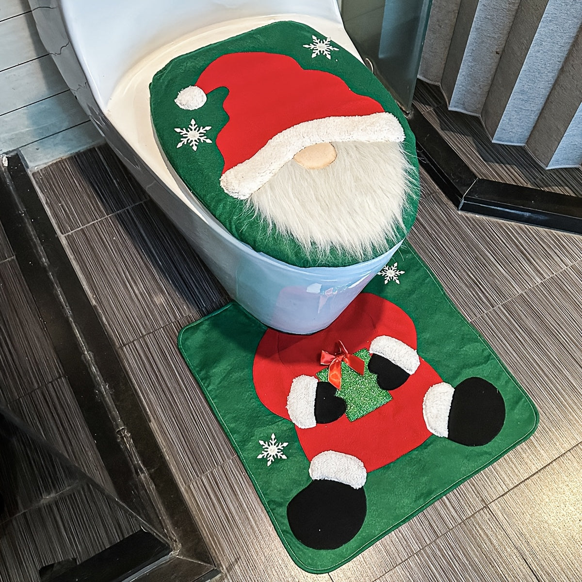 Christmas Toilet Cover Decoration Set Bathroom Toilet Santa Claus Decoration Supplies