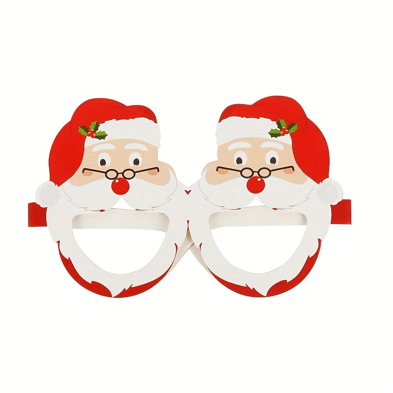 9 Pairs Elk Paper Santa Claus Christmas Tree Frame Glasses, Photo Props, Christmas Decoration