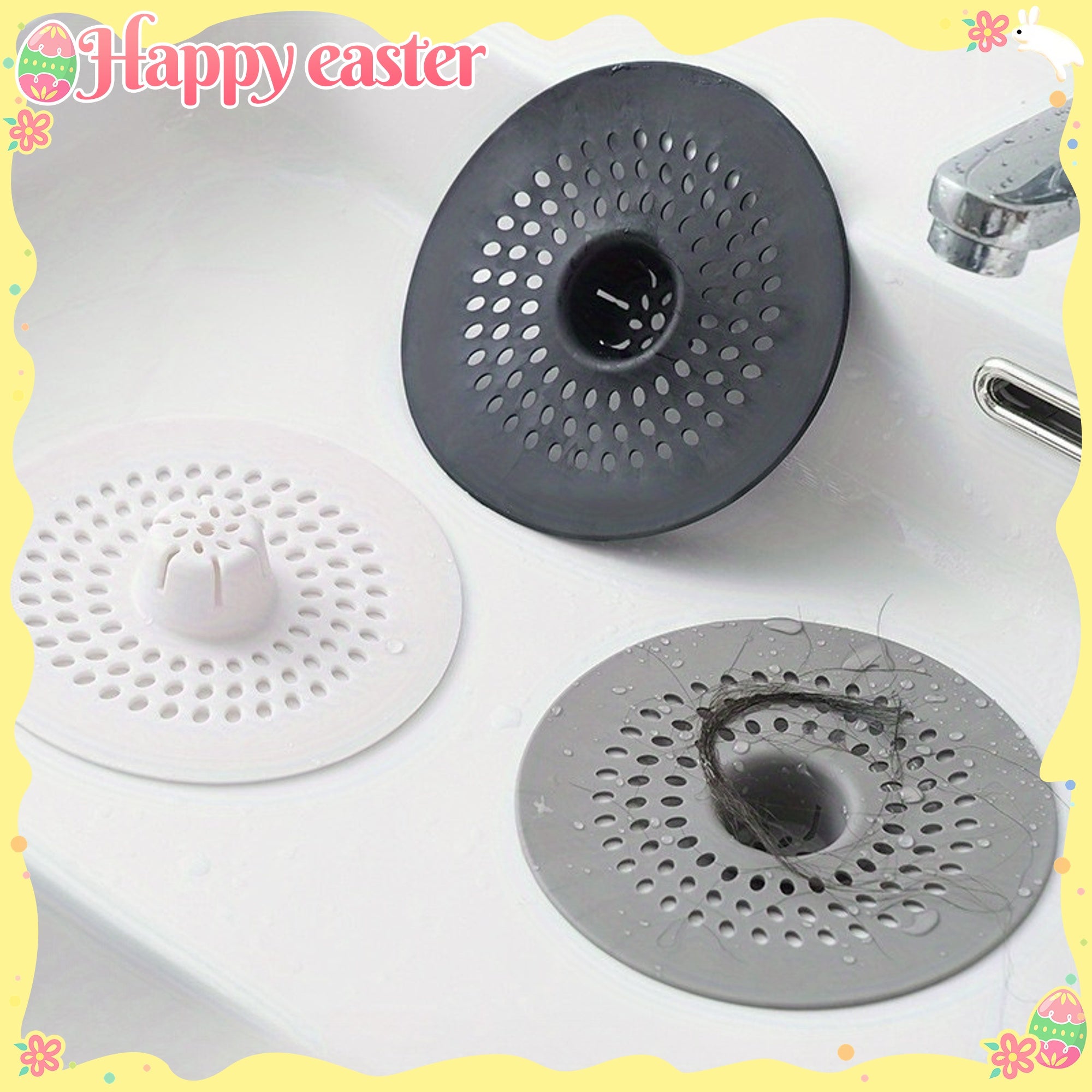 1 Silicone Drain Filter Designed for Shower and Kitchen Sink, Suitable as a Gift for All Four Seasons, Round with Holes, Fits 11 Festive Occasions, Efficient Hair Collection to Prevent Clogs. Easy Installation, Available in B - Cozy Home