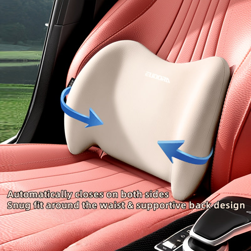 Car Headrest & Lumbar Cushion Set | Autumn/Winter Comfort Upgrade | Ergonomic Fit Design | High-Density Foam Filling | Comfortable for Long Drives | Includes 1 Headrest + 1 Lumbar Cushion