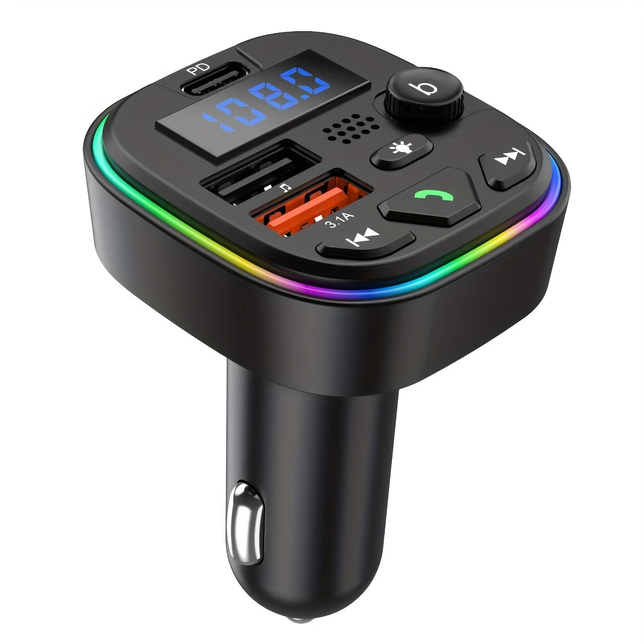 FM Transmitter Car Charger with PD 30W, Type C & Dual USB Fast Charging Ports, Wireless MP3 Player, Hands-Free Calling, AUX, High Fidelity Lossless Audio - For Car Drivers - Suitable for All Vehicles - Perfect Gift for Driver