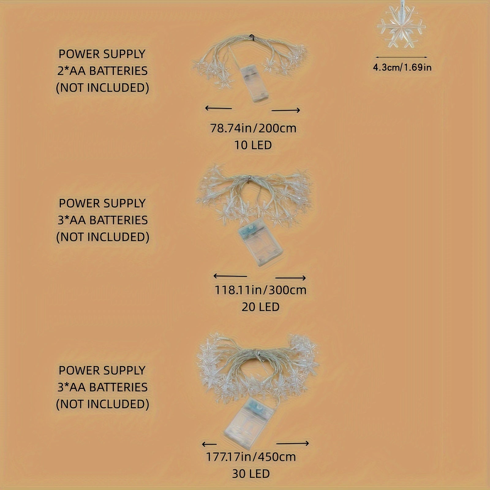 1pc Snowflake Decorative LED Light Strings, Battery Powered, Snowflake Lights Decorations, Christmas Garland Wedding New Year Decoration In Living Room Bedroom