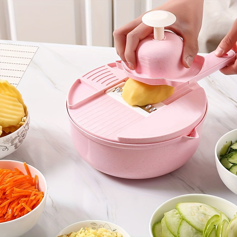 11pcs, 12-in-1 Multi-Function Vegetable Chopper for Carrots, Potatoes, Radish, and More – Manual Slicer, Shredder, and Grater – Essential Kitchen Tool - Cozy Home