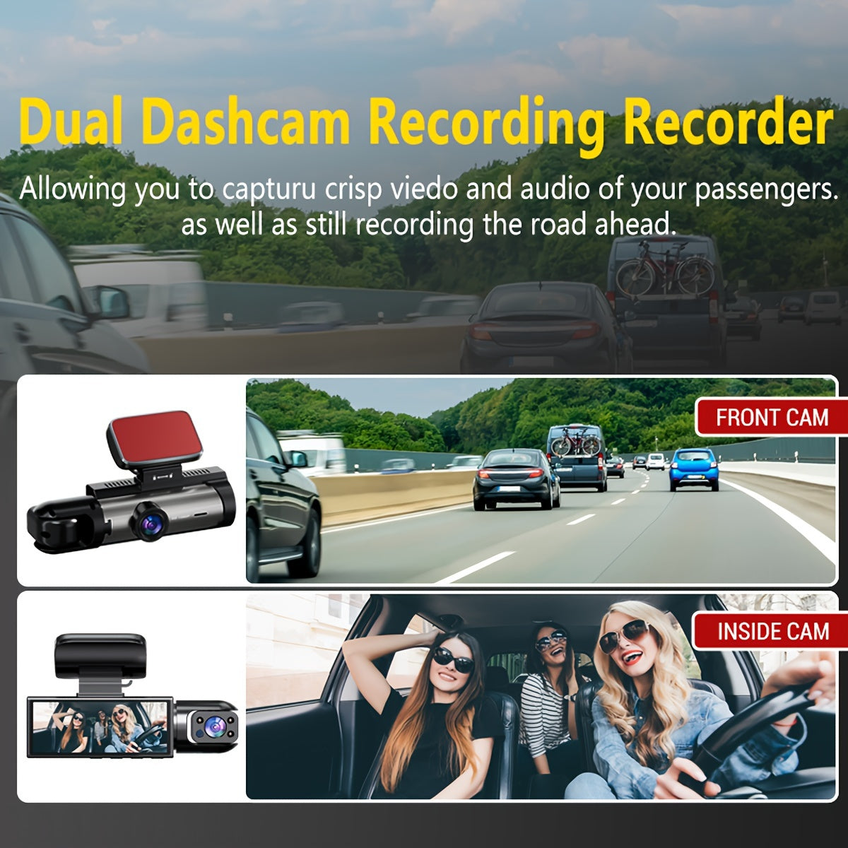 NTTAMHM Dual Camera Dash Cam with 3.16