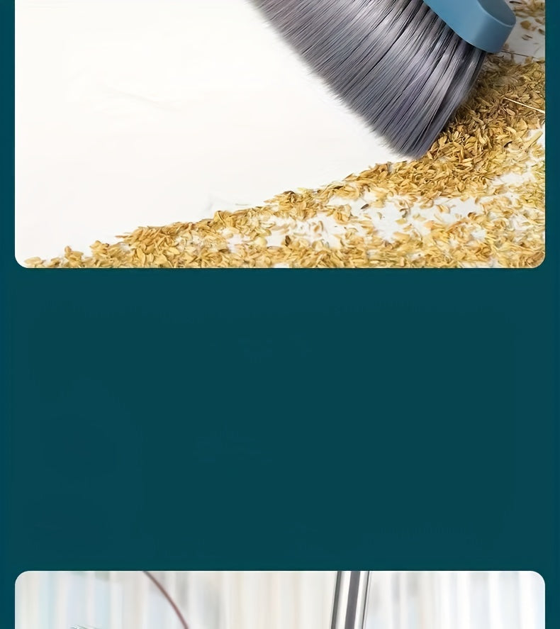 1set, Household Broom And Dustpan Set, Long Handle Floor Cleaning Broom Dustpan Set, Rotatable Broom And Dustpan With Comb Tooth, To Remove Dust And Garbage, For Home, Kitchen, Room, Office, Cleaning Supplies, Cleaning Tool, - Cozy Home