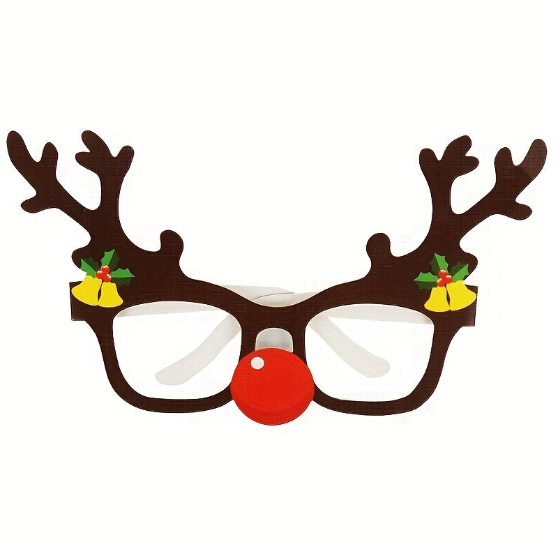 9 Pairs Elk Paper Santa Claus Christmas Tree Frame Glasses, Photo Props, Christmas Decoration
