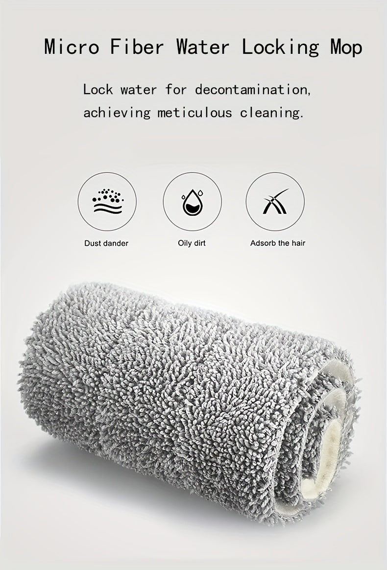 Wet and Dry Mop Set, Flat Mop with Built-in Scraper and Bucket, Suitable for Kitchen, Bathroom, Bedroom, and Living Room Floors, Plastic and Stainless Steel Handle, Rotating Washable Mop System, Cleaning Tool - Cozy Home