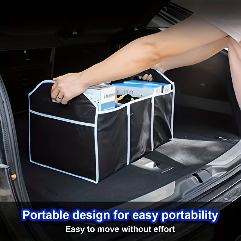Foldable Car Trunk Storage Bag, Waterproof Car Storage Bag, Portable Large Capacity Trunk Storage Bag With 3 Compartments, Universal Version Suitable For SUV, Sedans, Trucks