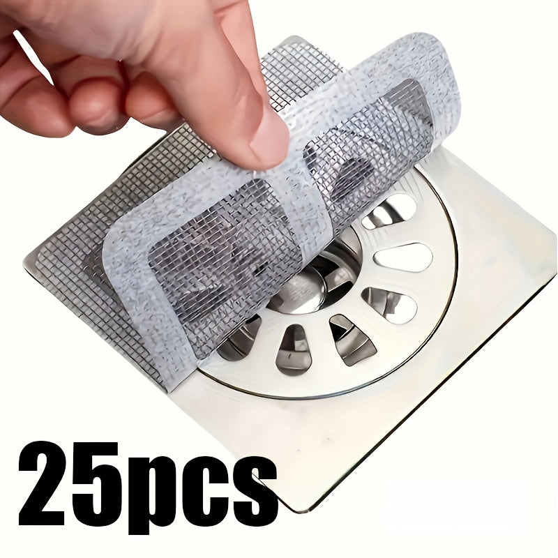 25pcs Disposable Floor Drainers, Non-woven Material, Self-adhesive Design, Prevents Hair Clogs, Suitable for Bathroom, Toilet, Kitchen Sink, with Anti-clogging Floor Drainers Cover - Cozy Home