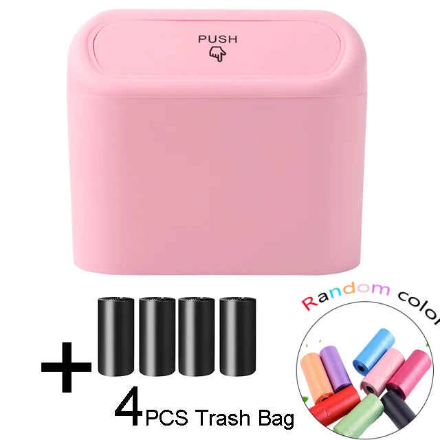 Portable Hanging Mini Car Trash Can,Wastebasket Trash Can with Lid, for Car Office Home,Auto Storage Bin Accessories