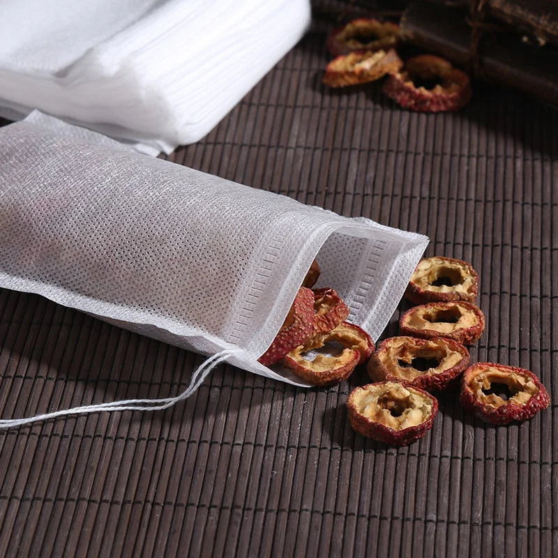 JJYY 100 Pcs Disposable Tea Bags Filter Bags for Tea Infuser with String Heal Seal, Food Grade Non-woven Fabric Spice Filters - Cozy Home