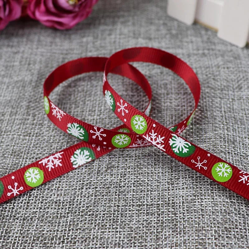 5 Yards/20 Yards 10MM Christmas Ribbon Printed Polyester Grosgrain Ribbons For Decor Gift Wrapping Hair Bows Ribbon For Crafts