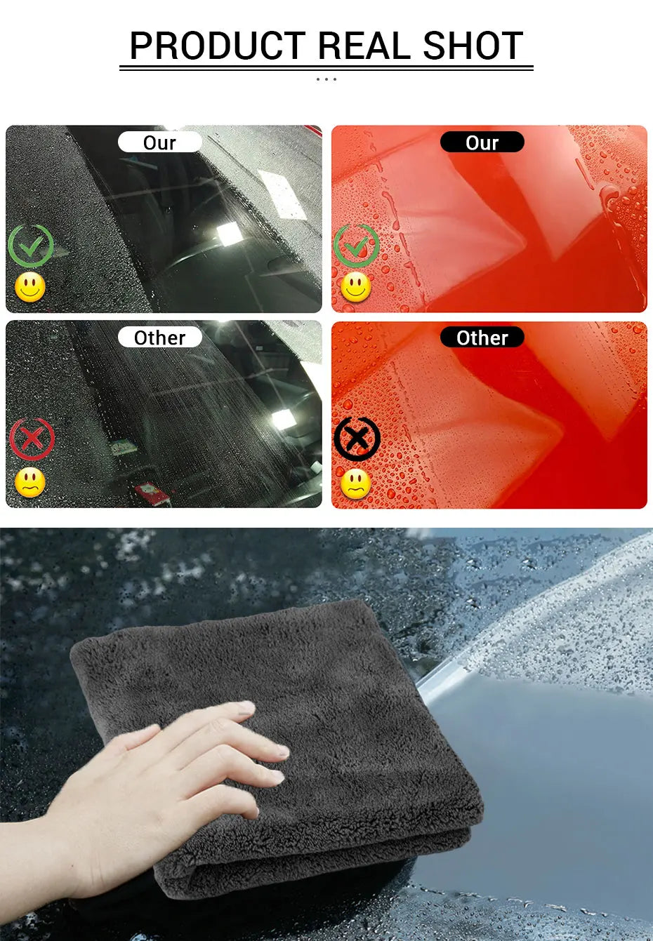 Microfiber Cleaning Towel 1/3/6/9pcs Micro Fiber Wash Towels Extra Soft for Car Home Cleaning Drying Cloth Car Wash Rags 40x40CM
