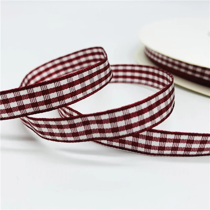 5yards/Lot 10mm Plaid Ribbon Christmas Decor Ribbon For Handmade Design Christmas Decoration DIY Gift Wrapping