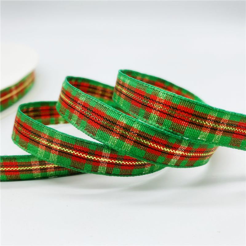 5yards/Lot 10mm Plaid Ribbon Christmas Decor Ribbon For Handmade Design Christmas Decoration DIY Gift Wrapping