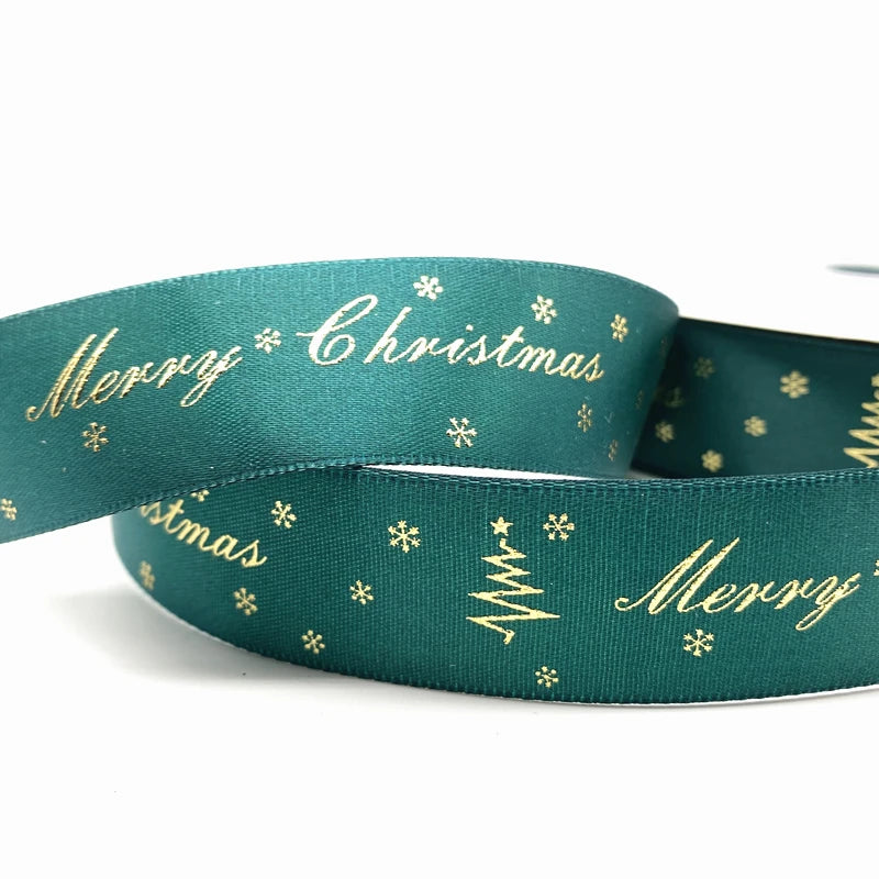 5yards 10mm 15mm 25mm Christmas Ribbon Printed Christmas Polyester Ribbon For Handmade Design Christmas Decoration Gift Packing