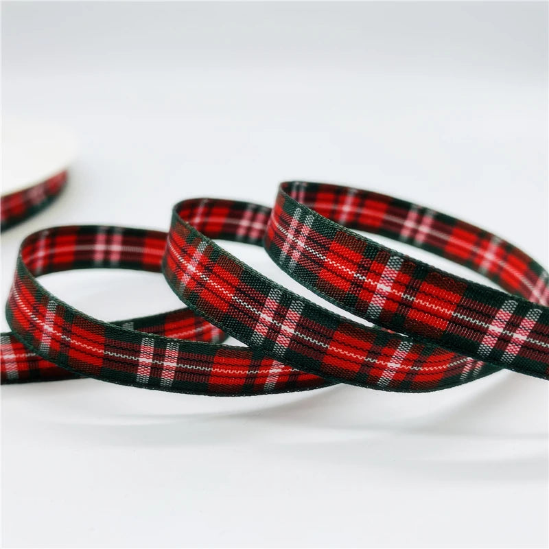 5yards/Lot 10mm Plaid Ribbon Christmas Decor Ribbon For Handmade Design Christmas Decoration DIY Gift Wrapping