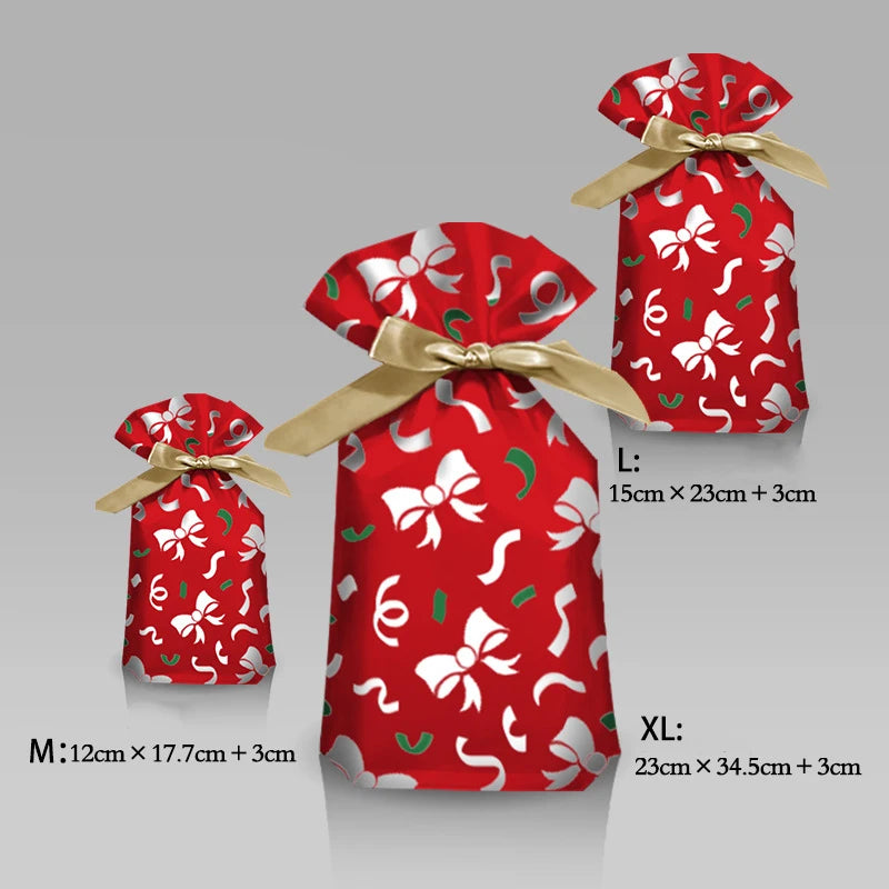 Merry Christmas Candy Bag Santa Gift Bag Snowflake Drawstring Bag Christmas Decorations for Home New Year 2022 Noel Presents