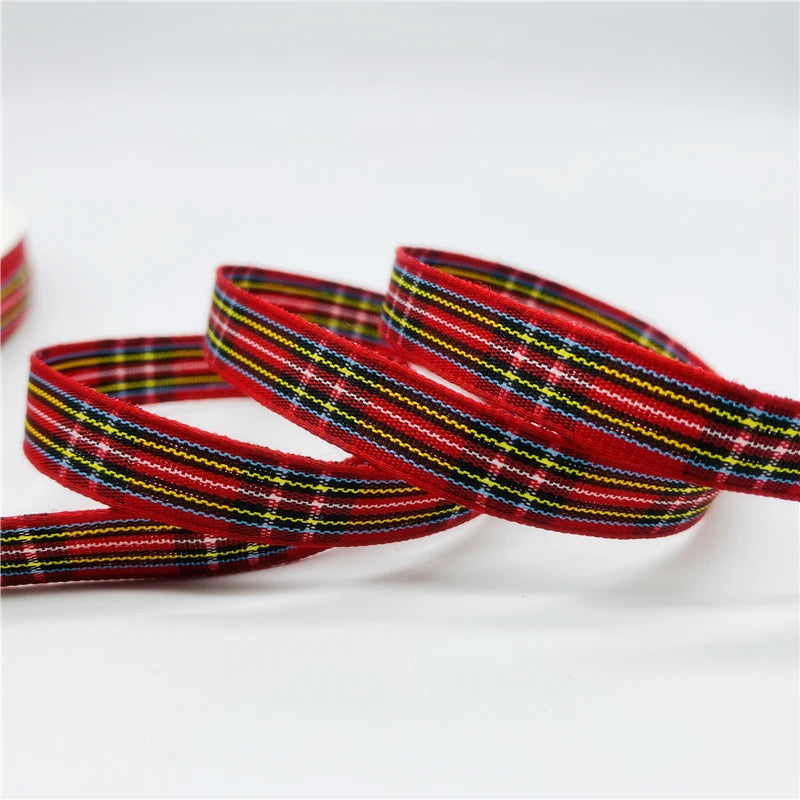 5yards/Lot 10mm Plaid Ribbon Christmas Decor Ribbon For Handmade Design Christmas Decoration DIY Gift Wrapping