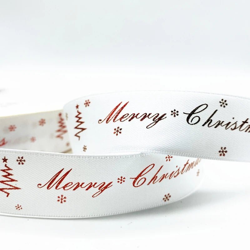 5yards 10mm 15mm 25mm Christmas Ribbon Printed Christmas Polyester Ribbon For Handmade Design Christmas Decoration Gift Packing