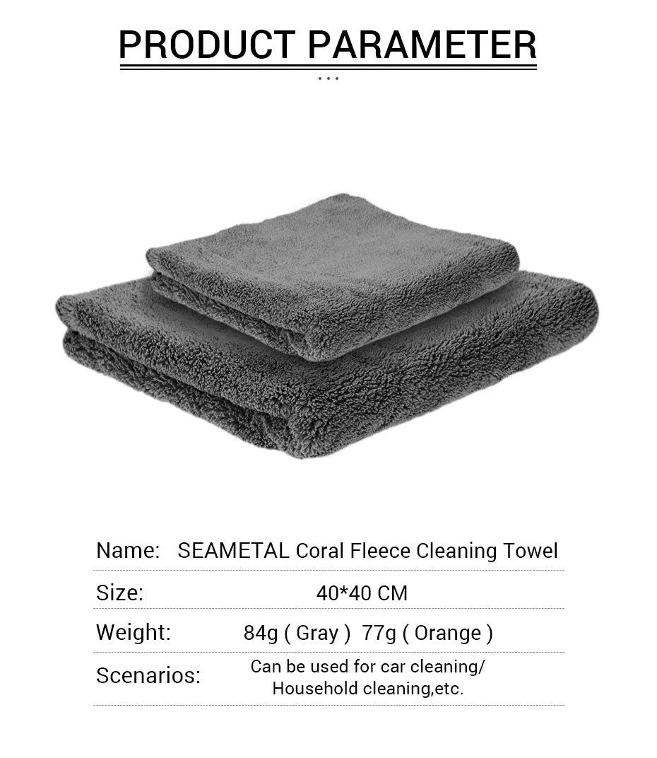Microfiber Cleaning Towel 1/3/6/9pcs Micro Fiber Wash Towels Extra Soft for Car Home Cleaning Drying Cloth Car Wash Rags 40x40CM