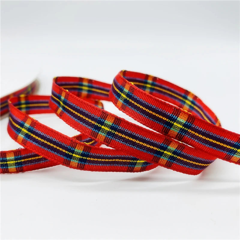 5yards/Lot 10mm Plaid Ribbon Christmas Decor Ribbon For Handmade Design Christmas Decoration DIY Gift Wrapping