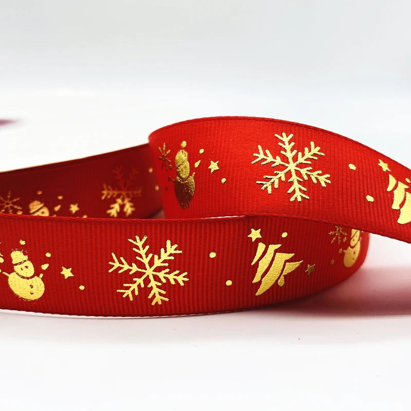 5yards 10mm 15mm 25mm Christmas Ribbon Printed Christmas Polyester Ribbon For Handmade Design Christmas Decoration Gift Packing