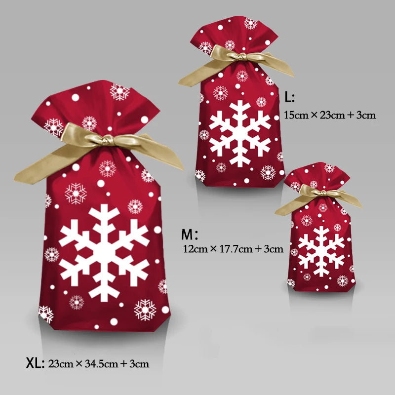 Merry Christmas Candy Bag Santa Gift Bag Snowflake Drawstring Bag Christmas Decorations for Home New Year 2022 Noel Presents