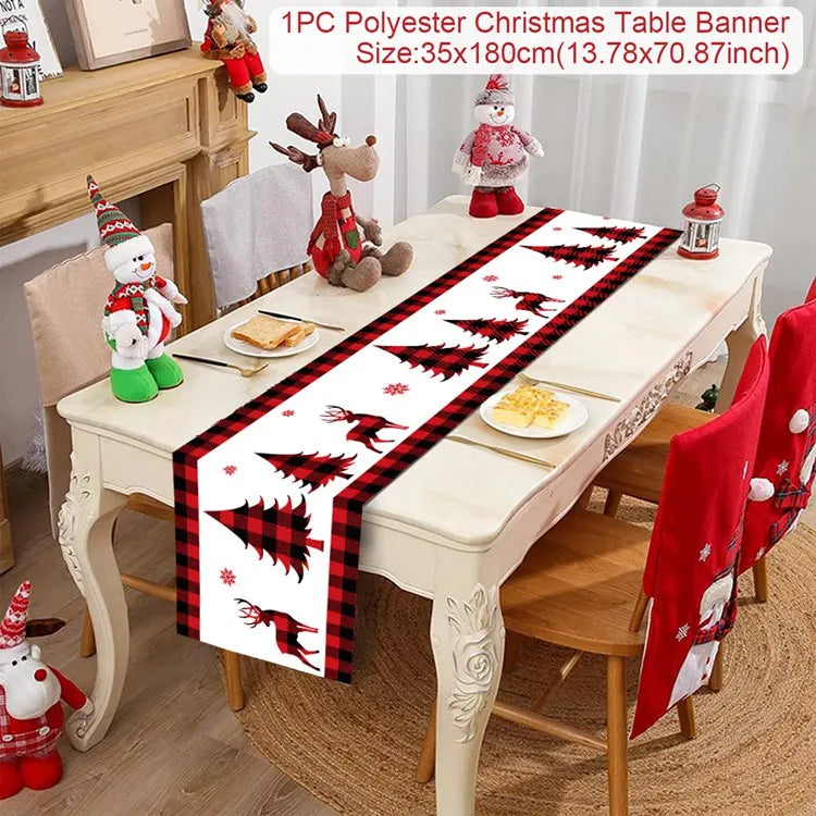 Christmas Table Runner Merry Christmas Decoration for Home Table 2024 Xmas Ornament Navidad Notal Noel Happy New Year Gifts 2025