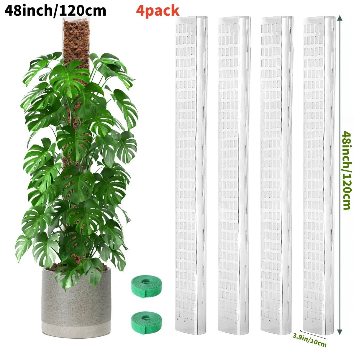 Plastic Moss Pole for Plants Monstera,24in/36in/48 inch Plant Poles for Climbing Plants Indoor Plant Support Garden Growth Stake